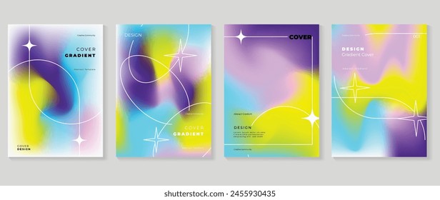 Fluid gradient background vector. Cute and minimal style posters with colorful, geometric shapes, sparkle and liquid color. Modern wallpaper design for social media, idol poster, banner, flyer.