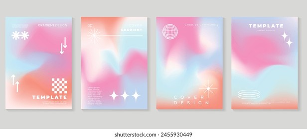 Fluid gradient background vector. Cute and minimal style posters with colorful, geometric shapes, sparkle and liquid color. Modern wallpaper design for social media, idol poster, banner, flyer.