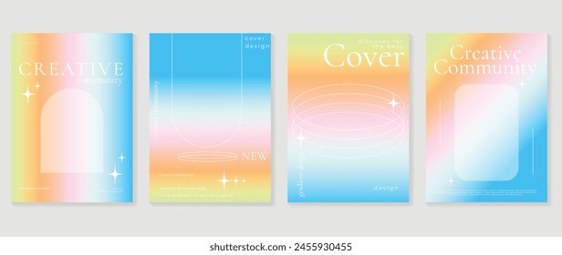Fluid gradient background vector. Cute and minimal style posters with colorful, geometric shapes, sparkle and liquid color. Modern wallpaper design for social media, idol poster, banner, flyer.