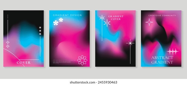 Fluid gradient background vector. Cute and minimal style posters with colorful, geometric shapes, sparkle and liquid color. Modern wallpaper design for social media, idol poster, banner, flyer.