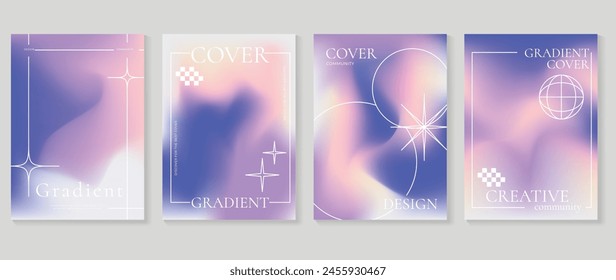 Fluid gradient background vector. Cute and minimal style posters with colorful, geometric shapes, sparkle and liquid color. Modern wallpaper design for social media, idol poster, banner, flyer.