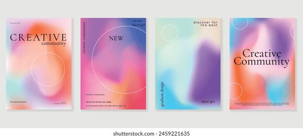 Fluid gradient background vector. Cute and minimal style posters with colorful, geometric shapes, sparkle and liquid color. Modern wallpaper design for social media, idol poster, banner, flyer.