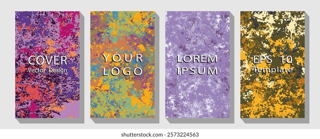 Fluid gradient background vector. Cute and minimalist style posters,  Business presentation vector vertical orientation front page mock up set. 