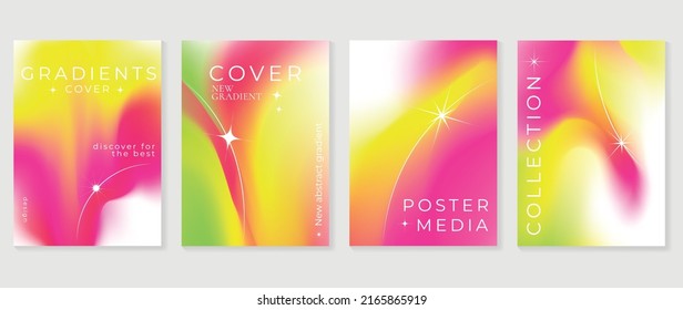 Fluid gradient background vector. Futuristic style colorful posters with vibrant color, liquid dynamic shapes, lines. Modern gradient wallpaper design for social media, idol poster, banner, flyer.