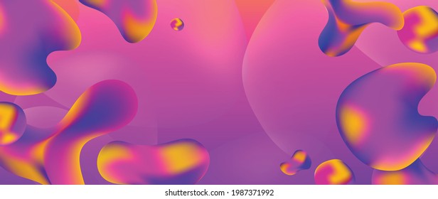 Fluid gradient background Vector. Minimalist posters, cover, wall arts with colorful geometric shapes and liquid color. Modern wallpaper design for presentation, home decoration.  website and banner.
