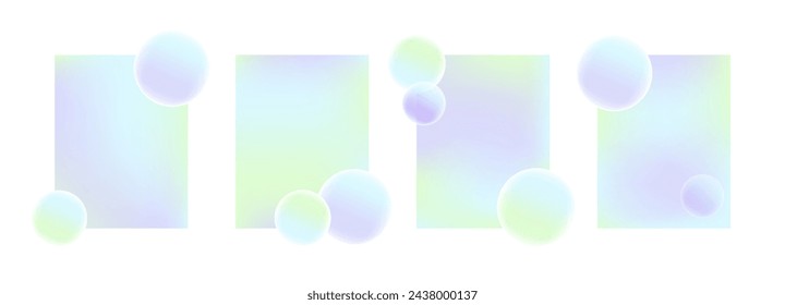 Fondos de degradado fluido. Afiches de estilo lindo y minimalista, cubierta del marco de la foto con color líquido pastel. Esfera bolas o burbujas. Diseño moderno de fondos de pantalla para redes sociales, póster, cubiertas, web