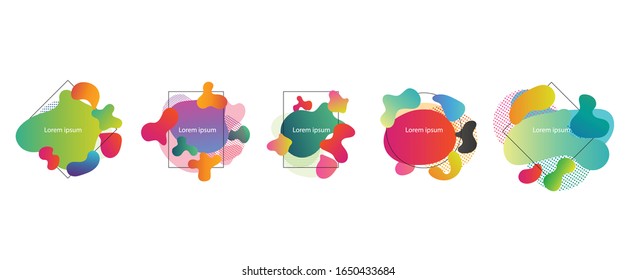 Fluid gradient banner collection, Set of Abstract modern liquid color banners and content background, Trendy style shape for sale and promotion, flyer, cover design template, invitation, Ads, Vector 
