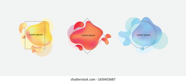 Banner-Kollektion mit fließendem Farbverlauf-Banner, Set abstrakter moderner Flüssigfarbbanner und Content-Hintergrund, Trendstil-Form für Verkauf und Promotion, Flyer, Cover-Design-Vorlage, Einladung, Werbung, Vektorillustration 