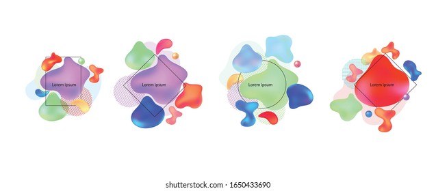 Fluid gradient banner collection, Set of Abstract modern liquid color banners and content background, Trendy style shape for sale and promotion, flyer, cover design template, invitation, Ads, Vector 