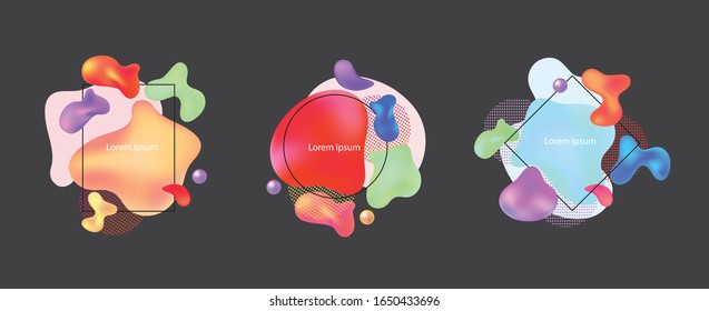 Colección de banner con degradado fluido, Juego de banners con colores líquidos abstractos y fondo de contenido, Forma a la moda para la venta y promoción, Volante, Plantilla de diseño de portada, invitación, Anuncios, Vector 