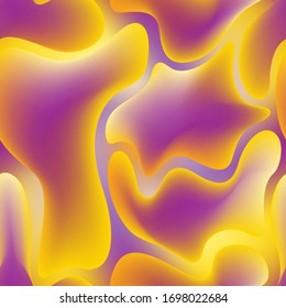 Fluid gradient blurred shapes abstract seamless pattern. Wallpaper print, tileable vector background. Wave fluid shapes geometric futuristic seamless pattern with smooth gradiental texture.