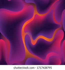 Fluid gradient blurred shapes abstract seamless pattern. Wallpaper print, tileable vector background. Wave fluid shapes geometric futuristic seamless pattern with smooth gradiental texture.