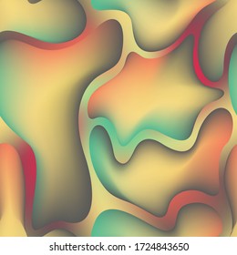 El gradiente fluido borrosa formas abstractas y sin fisuras. Impresión de papel tapiz, fondo vectorial de baldosas. El fluido ondulado forma un patrón geométrico futurista sin fisuras con textura gradiente suave.