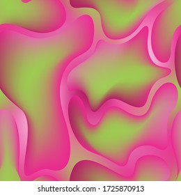 Fluid gradient blurred shapes abstract seamless pattern. Wallpaper print, tileable vector background. Wave fluid shapes geometric futuristic seamless pattern with smooth gradiental texture.