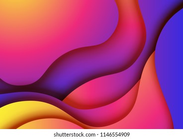 Fluid gradient color paper cut abstract background.Vector illustration.