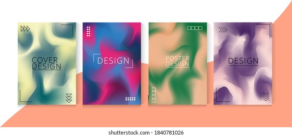 Fluid gradient cover set, minimal vector design, print, poster design, wallpaper