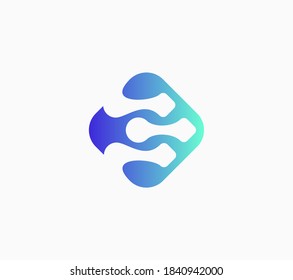 Geometrisches Fluid-Farbverlauf-Logo minimal. Blockchain, Technologie und Kryptosignierung. Vektordesign-Vorlage.