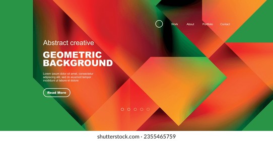Fluid gradient geometric triangles, abstract landing page background. Minimal shapes composition for wallpaper, banner, background, leaflet, catalog, cover, flyer