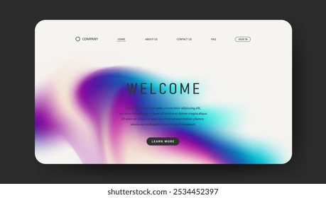 fluid gradient landing page, colorful abstract. Futuristic design