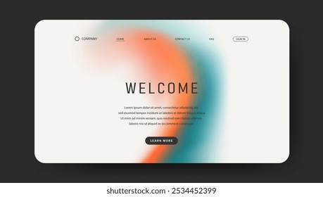 fluid gradient landing page, colorful abstract. Futuristic design