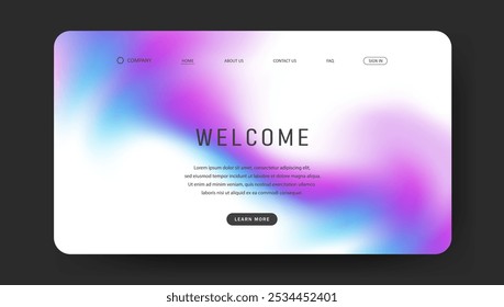 fluid gradient landing page, colorful abstract. Futuristic design