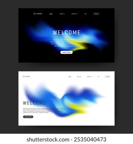 fluid gradient landing page in set. Futuristic UI website