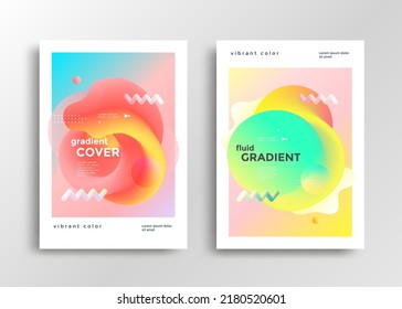 Fluid Gradient Minimal poster layout. Modern Cover design template. Abstract flyer with colorful geometric shapes and liquid color. Vector illustration