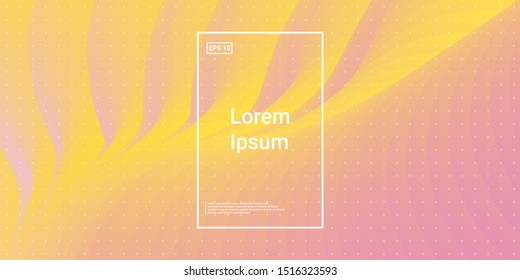 Fluid Gradient Poster. Modern Geometrical Layout. Wavy Blend Pink, Yellow. Rainbow, Simple Background. Minimal Dynamic Web Applications. Mobile Illustration Flyer. Vector Template Design.
