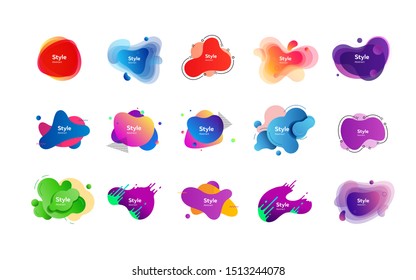 Fluid gradient shapes. Dynamical colored forms. Gradient banners with flowing liquid shapes. Template for design of logo, poster or presentation. Vector illustration