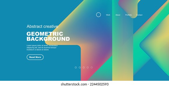 Fondo de la página de inicio de triángulos de gradiente de fluido. Ilustración vectorial de papel tapiz, banner, fondo, folleto, catálogo, cubierta, volante