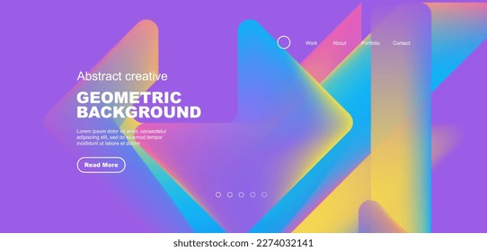 Fluid gradient triangles landing page background. Vector illustration for wallpaper, banner, background, leaflet, catalog, cover, flyer