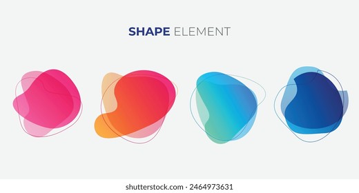 Fluid graphic shape element design vector background or liquid gradient abstract geometric modern splash halftone wavy set for text copy space, idea of curvy backdrop for flyer or brochure