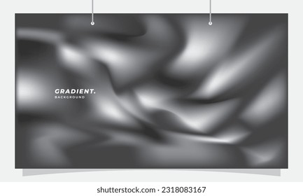 Fluid grey gradient mesh background template copy space. Black and white colour gradation backdrop for poster, banner, landing page, magazine, flyer, or cover