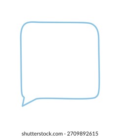 Esquema azul dibujado a mano de la burbuja del discurso y rectángulo con cita. Icono para chat, mensaje y comentario de estilo de línea, concepto de conversación moderno en forma de comunicación fluida de círculo.