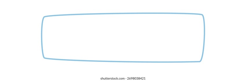 Fluid hand drawn rectangle quote frame with light blue line and soft border. Abstract outline and banner template, ideal as modern box or background for quotation or creative card layout.