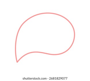 El contorno de la burbuja de discurso dibujado a mano fluido en rosa suave forma un icono de cuadro de chat redondo. Concepto de discurso y mensaje como un simple cuadro de texto de conversación, esquema moderno para hablar o elemento de chat en la comunicación