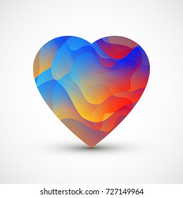 Fluid heart of colored figures on white background,  for Valentine's day.