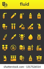  Fluid Icon Set. 26 Filled Fluid Icons.  Simple Modern Icons About  - Test Tube, Blood Bag, Eye Dropper, Spray, Blood Transfusion, Test Tubes, Eyedropper, Ink, Pipette, Chemical Reaction