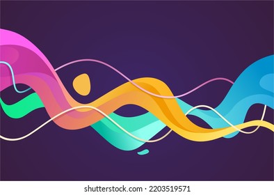 Fluid illustration background with gradient color. Artistic graphic design.