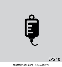 Fluid infusion bag icon vector on gray background.
