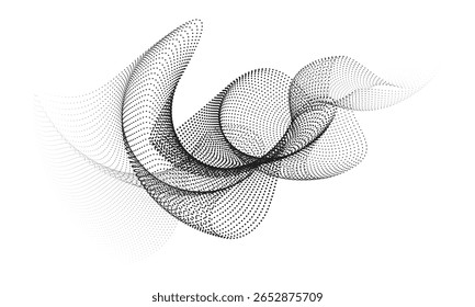 Uma interação fluida de ondas de meio-tom dinâmicas e fluxo de partículas em fluxo contínuo - arte abstrata de movimento pontilhado que evoca energia, frequência e ritmo digital