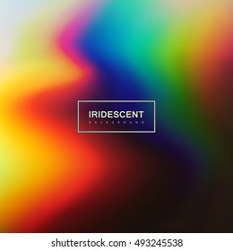 Fluid iridescent multicolored background. Vector illustration of iridescent rainbow fluids. Holographic neon effect. Applicable for flyer, banner, poster, brochure, cover. Spectrum colors