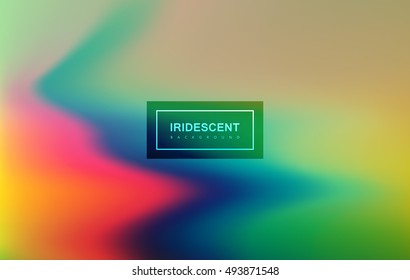 Fluid iridescent multicolored background. Vector illustration of iridescent rainbow fluids. Holographic neon effect. Applicable for flyer, banner, poster, brochure, cover. Spectrum colors