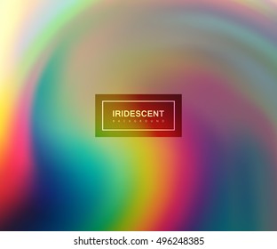 Fluid iridescent multicolored background. Vector illustration of iridescent rainbow fluids. Holographic neon effect. Applicable for flyer, banner, poster, brochure, cover. Spectrum colors