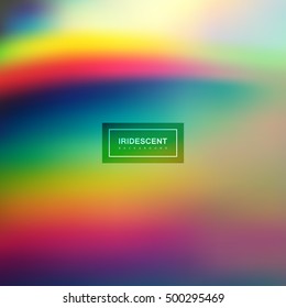 Fluid iridescent multicolored background. Vector illustration of iridescent rainbow fluids. Holographic neon effect. Applicable for flyer, banner, poster, brochure, cover. Spectrum colors