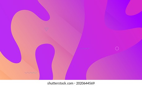 Fluid Layout. Blue Trendy Banner. Flow Landing Page. Flat Horizontal Composition. Memphis Element. Abstract Screen. Geometric Paper. Art Dynamic Poster. Violet Fluid Layout