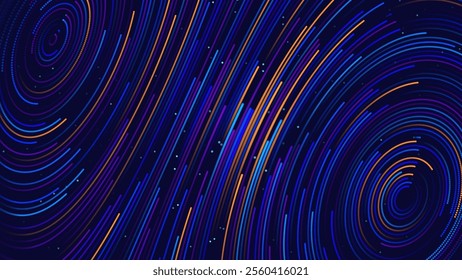 Fluid Lines Abstract Vector Colorful Flow Field Visualization of Forces. Magnetic or Gravitational Fluctuations Chart. Science Background with a Matrix of Lines. Vector Illustration.