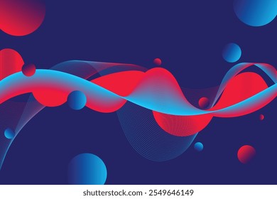 Líneas fluidas fondo abstracto Vector azul marino antorcha rojo cielo azul profundo