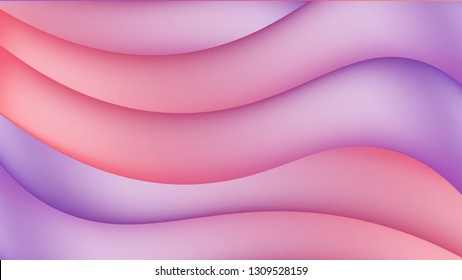 Fluid lines gradient composition. Colorful liquid bright mesh background  pink and violet lines in a paper style. Marble or plastic wavy texture backdrop template for business or technology.