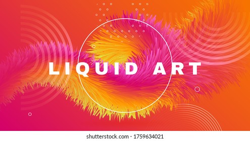 Fluid Liquid Art. Orange Wave Background. Graphic Pattern. Color Modern Banner. Geometric Movement. Trendy Liquid Art. Neon Vibrant Shape. Bright Creative Liquid Art. Flow Dynamic Concept.